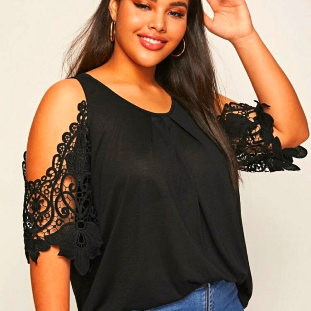 Shein Curve Black Cold Shoilder Top